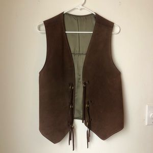 Vintage suede Buckboard vest with brass hardware